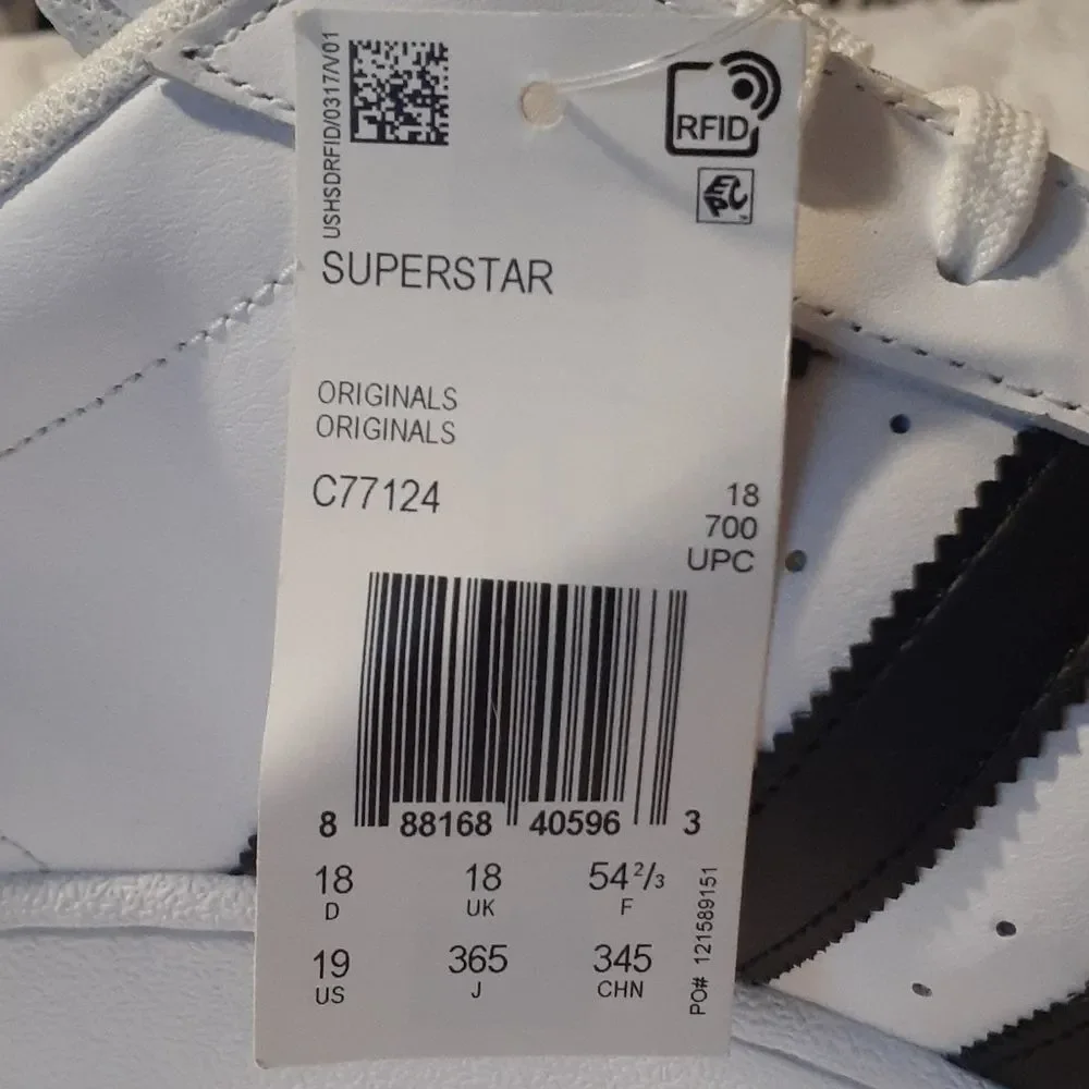 NEW Adidas Mens Superstar Originals Sneakers Size‎ 19 BIG SIZE!